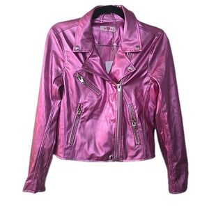 Buddy Love x Raelynn Pink Metallic Moto Jacket Womens Size Small NWT